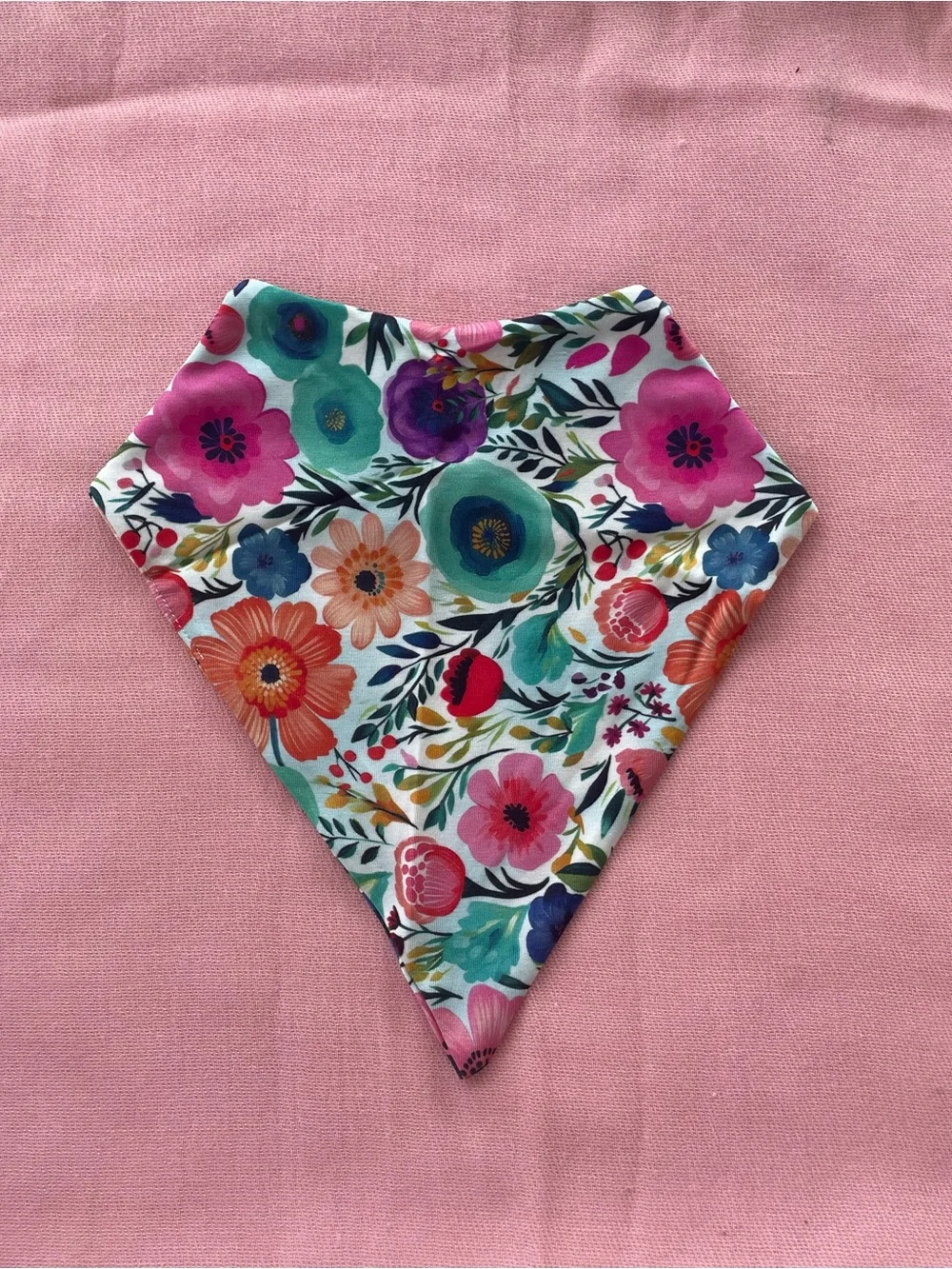 Watercolor Floral Baby Bandana Bib with Snap Closure
